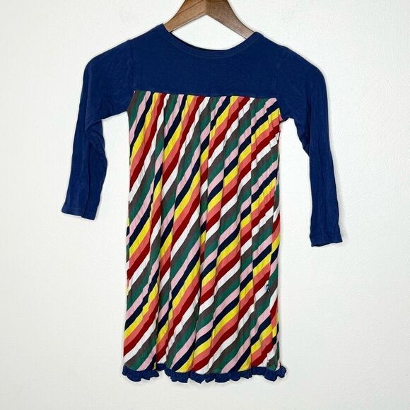 Kickee Pants Rainbow Twirl Dress Long Sleeve Flutter Seam - Kids US XS 5/6 - Picture 1 of 7